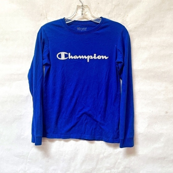 Champion Blue Athletic Workout Training Long Sleeve Tee - Picture 1 of 6